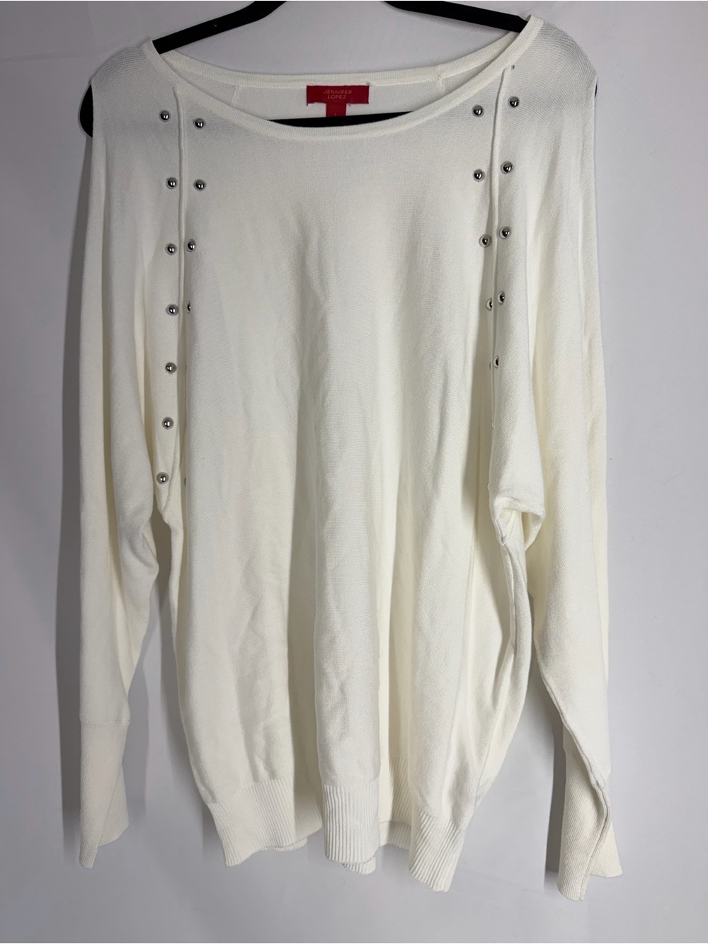 Jennifer Lopez White Knit Boatneck Sweater